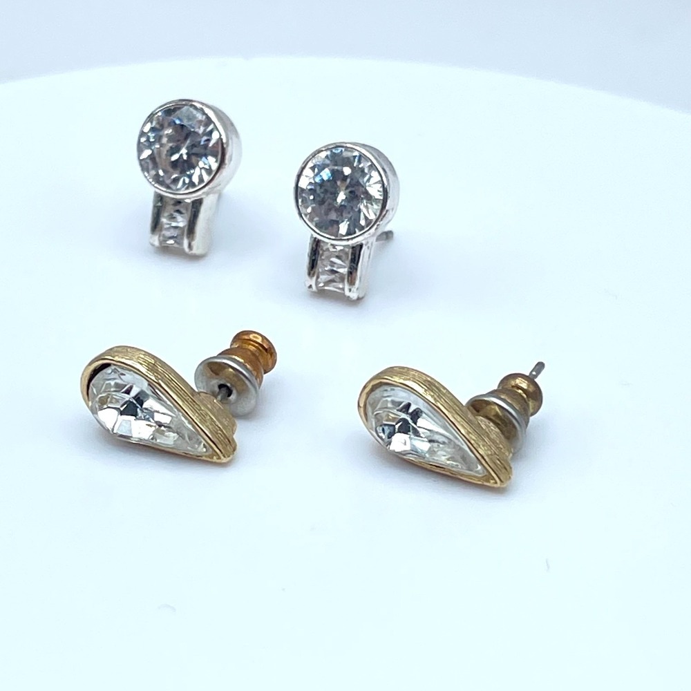 Vintage Y2K Gold/Silver Tone Round & Teardrop Stud Earring Set Women's Jewelry